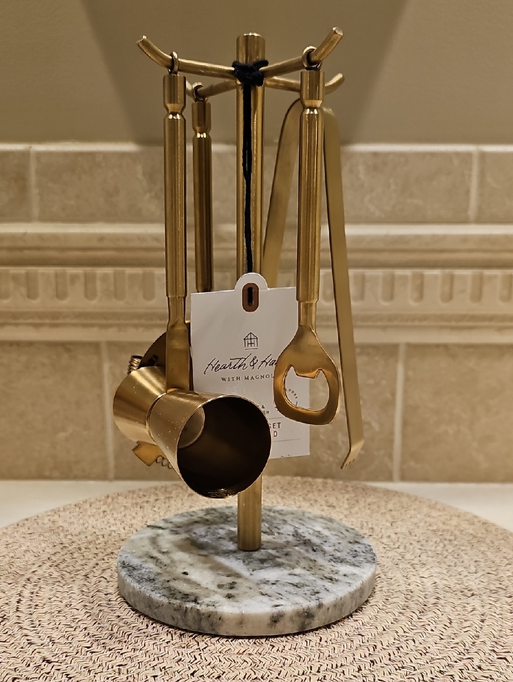 New Hearth And Hand 5pc. Brass Finish Bar Set